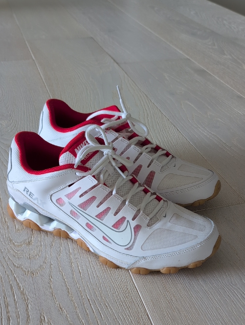 NWOT Nike White and Red Men's Athletic Sneakers with Gum Outsole